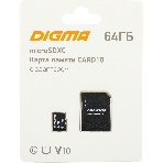 Флеш карта microSDXC 64Gb Class10 Digma CARD10 + adapter, фото 1