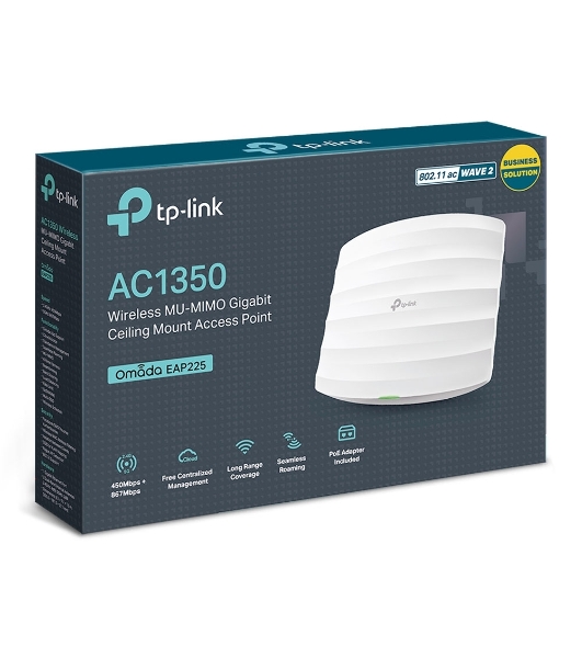 Точка доступа AC1350 Wireless MU-MIMO Gigabit Ceiling Mount Access Point, 450Mbps at 2.4GHz + 867Mbps at 5GHz, 802.11a/b/g/n/ac wave 2, Beamforming, Airtime Fairness, MU-MIMO, 802.3af Standard PoE and Passive PoE (Passive POE Adapter included), no more DC power supply, 1 10/100/1000Mbps hidden LAN port, Centralized Management, Captive Portal, Load Balance, Multi-SSID, WMM, Rogue AP Detection, internal omni-directional Antenna 2.4GHz: 3x4dBi, 5GHz: 2x5dBi