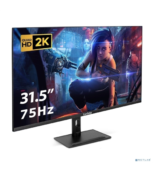 Монитор 31.5' ExeGate SmartView ES3207TA IPS 2560x1440, 75 Гц, 1 мс, 16:9, 300 кд/м², HDMI 2.0, DP, 3.5 Jack, динамики (2x3 Вт), HDR10, FreeSync, черный
