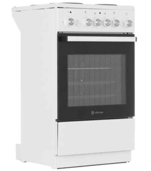 Плита электрическая De Luxe 5004.16Э белый, конфорок 4 шт, духовка 46 л, 50 см x 85 см x 50 см