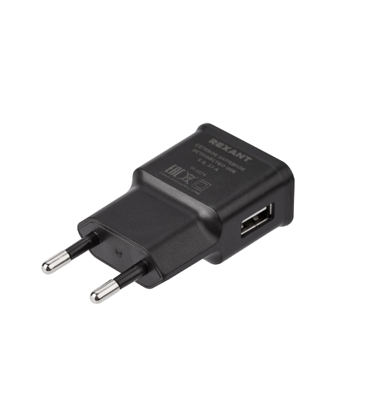 Сетевое зарядное устройство Rexant USB, 5V, 2.1 A, черный