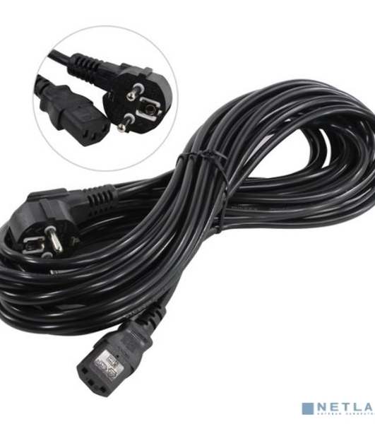 Кабель питания ExeGate Power PC-10P (Евровилка угловая Schuko->С13) VDE-250V-3*0.75-CU, 10A, 10м