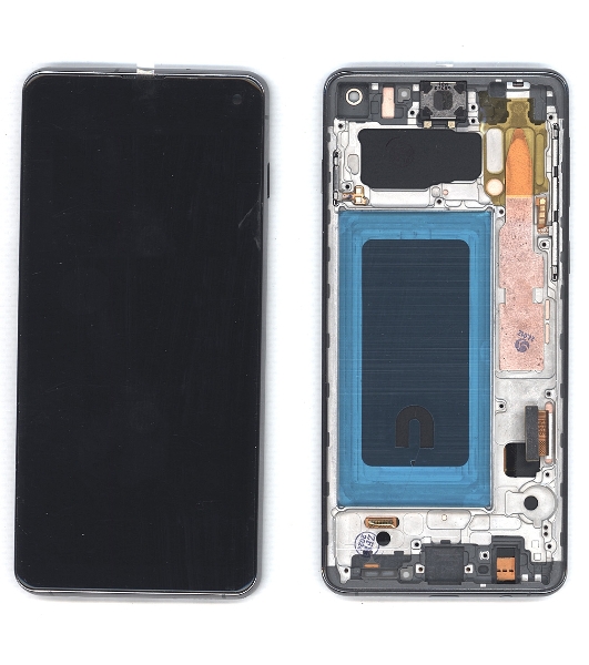 Дисплей (модуль) для Samsung Galaxy S10 SM-G973F в сборе с тачскрином и рамкой OLED черный
