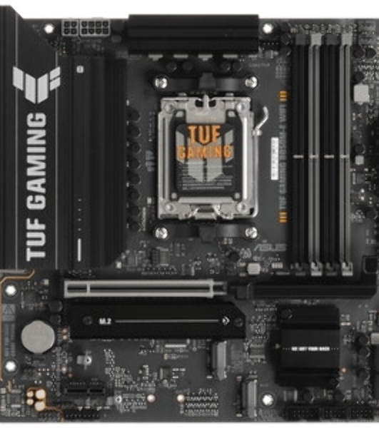 Материнская плата ASUS TUF GAMING B850M-E WIFI, AM5, AMD B850, 4xDDR5, 4xSATA, 3xM.2, 1xPCIe 5.0 x16, 1xPCIe 4.0 x16, 1xPCIe 3.0 x1, 1xHDMI (v2.1), 2xDP (v1.4), 1x2.5Gb LAN, Wi-Fi 6E, Bluetooth 5.3, 1xUSB-C 10Gbps, 2xUSB-A 10Gbps, 2xUSB-A 5Gbps, 4xUSB-A 2.0, 1xPS/2, 3x3.5 мм, 7.1, mATX