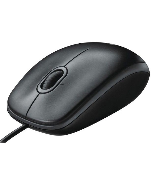 Мышь проводная Logitech B100 черный, 1000 dpi, USB, кнопки - 3