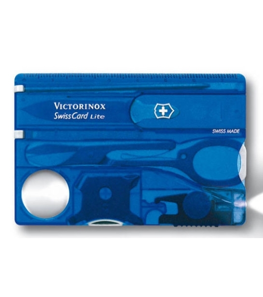 Швейцарская карта Victorinox SwissCard Lite (0.7322.T2) синий полупрозрачный коробка подарочная