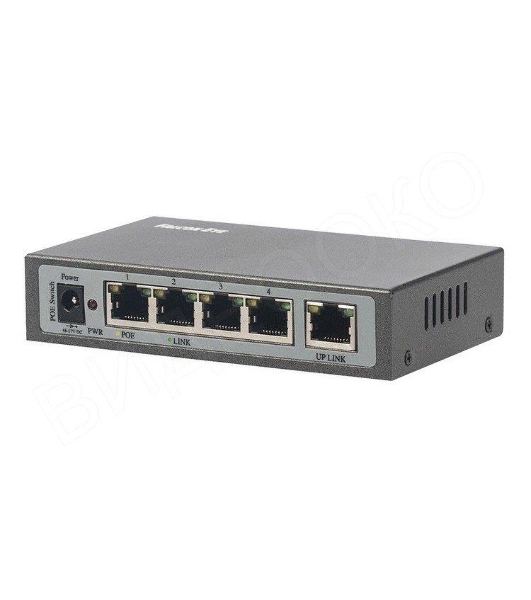 Коммутатор Falcon Eye FE-104POE-S, 4×100 Мбит/с PoE + 1×100 Мбит/с Uplink, неуправляемый