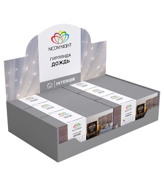 Гирлянда Neon-night 'Светодиодный Дождь' 2,5x2м, свечение с динамикой, прозрачный провод, 230 В, диоды белые