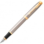 Ручка перьевая Parker IM Core F321 (CW1931649) Brushed Metal GT F сталь нержавеющая, подарочная коробка, фото 1