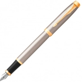 Ручка перьевая Parker IM Core F321 (CW1931649) Brushed Metal GT F сталь нержавеющая, подарочная коробка
