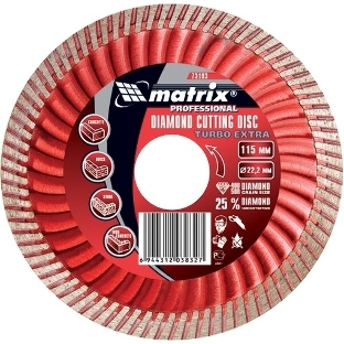 Диск алмазный Matrix отрезной Turbo Extra, 230 x 22,2 мм, сухая резка Professional