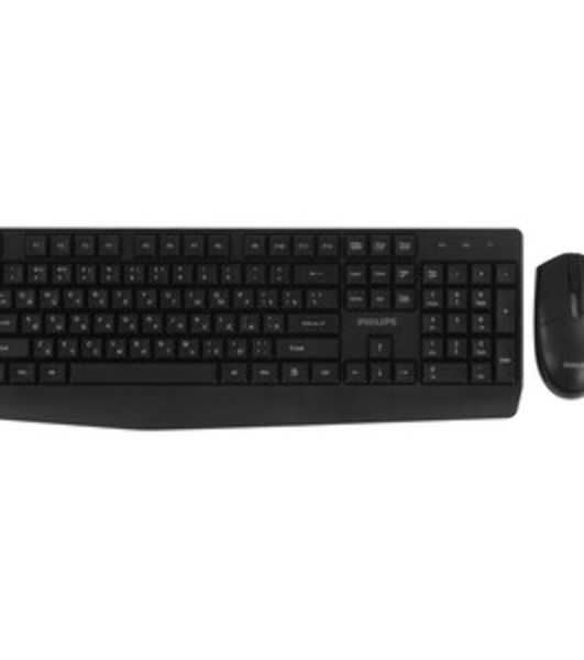 Комплект клавиатура+мышь Philips SPT6337 беспроводной, USB, 1600 DPI, чёрный