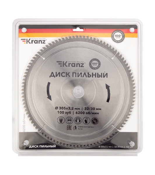 Диск пильный Kranz 305 мм х 100 зуб х 32/30 мм
