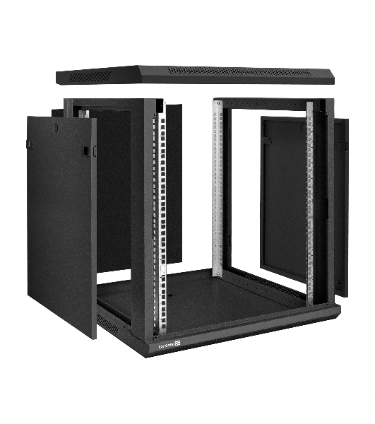 Шкаф телекоммуникационный 19' настенный 12U ExeGate EC-WM-12U.600.G.BLACK (19', 12U, 600x600x635 мм (ШхГхВ), передняя дверь закаленное стекло, съемные боковые панели, пыле- и влагозащита IP23, черный RAL 9004)