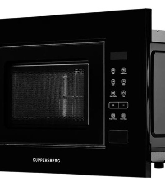 Встраиваемая микроволновая печь Kuppersberg HMW 620 B, объем 20 л, мощность 700 Вт, поворотный стол, High-Tech, 9 автоматических программ, гриль, сенсорное управление, черный