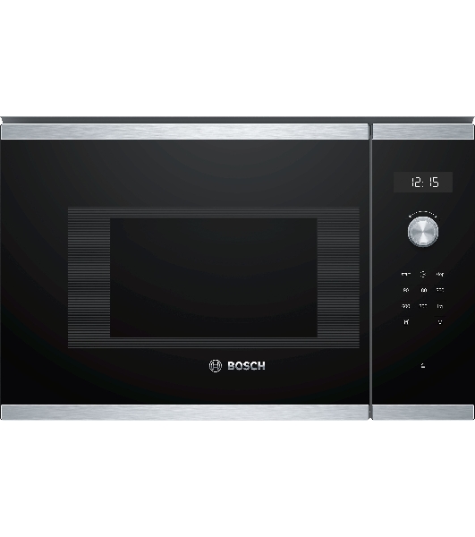 Встраиваемая микроволновая печь Bosch BFL524MS0 нержавеющая сталь, 20 л, 800 Вт, переключатели - поворотный механизм/сенсор