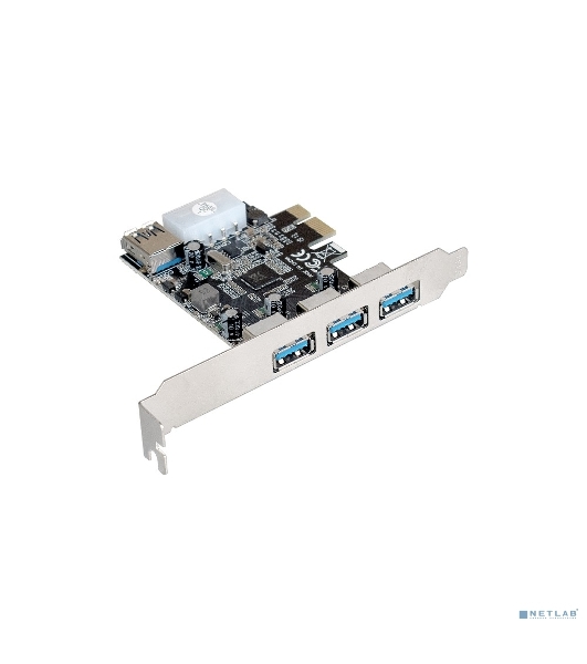 Контроллер ExeGate EXE-367 PCI-E 2.0, 3*USB 3.0 ext + 1*USB 3.0 int, разъем доп.питания (OEM)