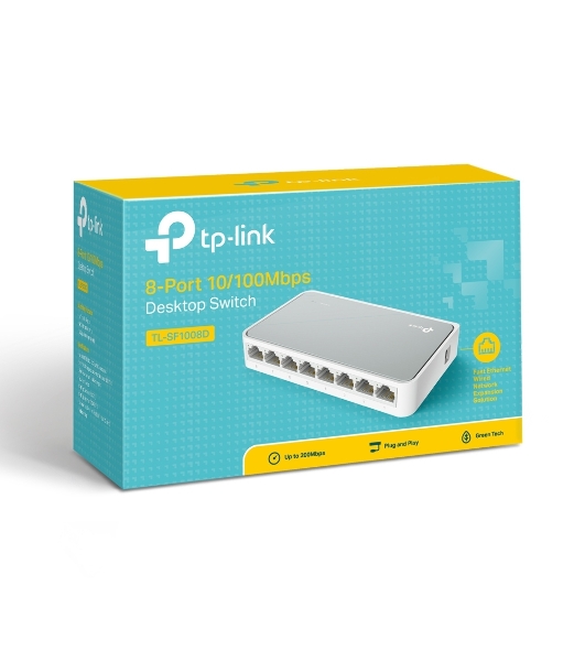 Коммутатор TP-Link SOHO TL-SF1008D Коммутатор 8-port 10/100M mini Desktop Switch, 8 10/100M RJ45 ports, Plastic case