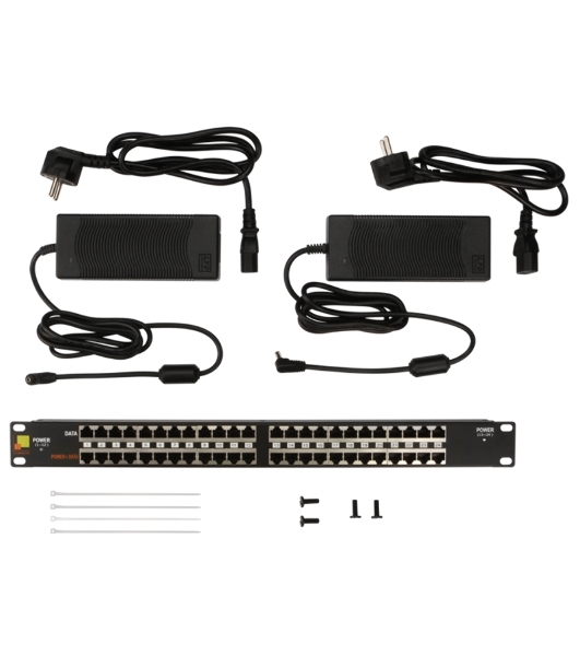 Панель POE 19', 24 порта, с двумя блоками питания 48V, 120W