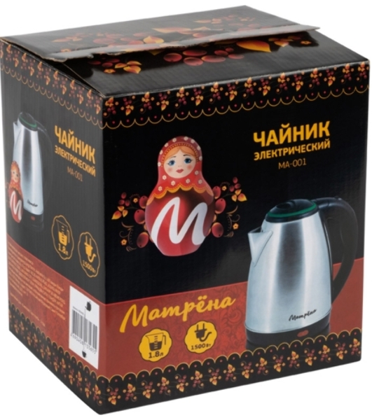 Чайник электрический Матрена MA-001 1.8 л,сталь,цвет крышки зеленый (005458)