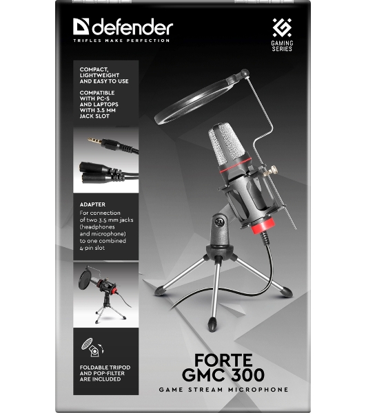 Микрофон Defender Forte GMC 300 3,5 мм, провод 1.5 м