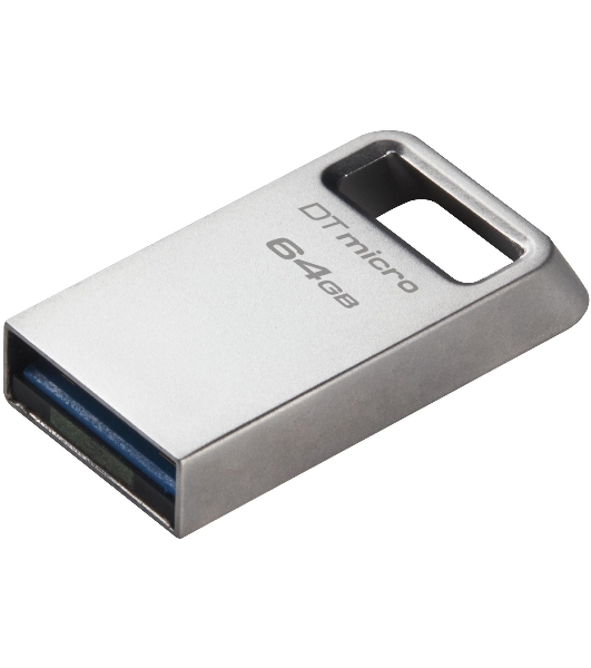 Флешка USB Kingston DataTraveler Micro (DTMC3G2/64Gb), 64Gb, USB 3.2 Gen 1, R/W 200/60, серебристый