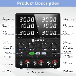 Лабораторный блок питания двухканальный Amperin AI-W3010x2C 30V, 10A, 0,6 кВт, фото6