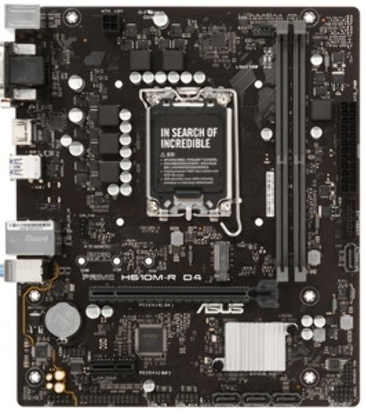 Материнская плата ASUS PRIME H610M-R D4-SI, LGA 1700, Intel H610, 2xDDR4, 4xSATA, 1xM.2 PCIe 3.0 x4, 1xPCIe 4.0 x16, 1xPCIe x1, 1xHDMI, 1xDVI, 1xVGA, 2xUSB-A 2.0, 2xUSB-A 3.2 Gen 1, 1x 1Gb LAN, 3x3.5 мм, 7.1, mATX