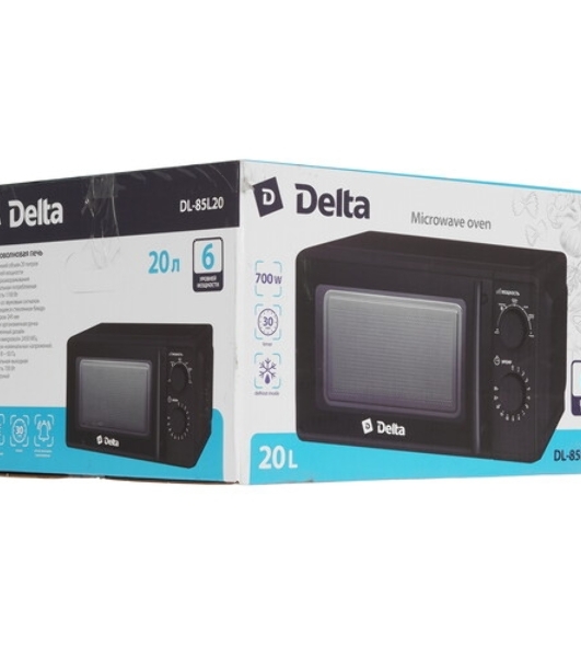 Микроволновая печь Delta DL-85L20 черный, 20 л, 700 Вт, переключатели - поворотный механизм