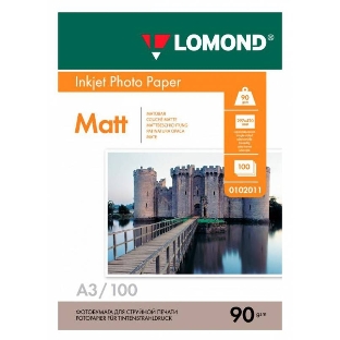 Фотобумага Lomond односторонняя матовая, 90г/м2,A3 (29,7X42)/100л. для струйной печати