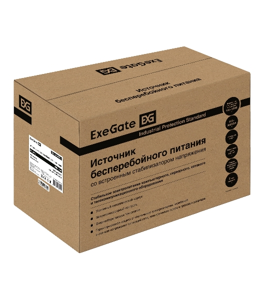 Источник бесперебойного питания ExeGate SpecialPro UNB-1200.LED.AVR.2SH.3C13 1200VA/750W, LED, AVR, 2*Schuko+3*C13, съемн.кабель, металлический корпус, черный