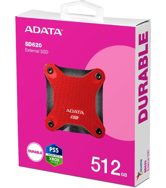 Внешний SSD ADATA SD620, 512Gb, USB 3.2 Gen 2 Type-A, R/W 520/460, красный