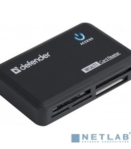 Кард-ридер Defender Optimus/черный/CF/MMC/MS/MS Duo/MS Micro M2/MS Pro/MS Pro Duo/RS-MMC/SD/SDHC/micro-SD/mini-SD/miсro-SDHC/USB 2.0 A(M)/черный