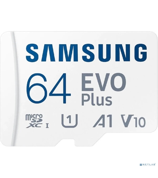 Флеш карта microSD 64Gb SAMSUNG EVO PLUS microSDXC Class 10, UHS-I, (SD адаптер) 130MB/s