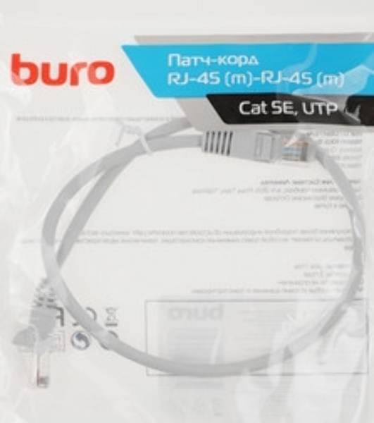 Патч-корд Buro LSZH UTP cat.5e 5м серый RJ-45 (m)-RJ-45 (m)