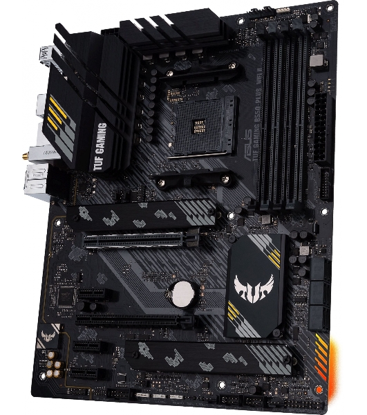 Материнская плата ASUS TUF GAMING B550-PLUS WIFI II, AM4, AMD B550, 4xDDR4, 6xSATA, 2xM.2, 1xPCI-E 3.0 x16, 1xPCI-E 4.0 x16, 3xPCI-E x1, 1xDP, 1xHDMI, 1x 2.5Gb LAN, 2xUSB-A 3.2 Gen 1, 1xUSB-A 3.2 Gen 2, 1xUSB-C 3.2 Gen 2, 3x3.5 мм, 7.1, ATX