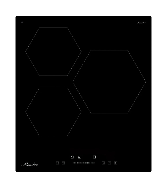 Индукционная варочная панель Monsher MHI 4506, 45 см, индукция, High-Tech, inverter, 9 уровней мощности, бустер, Stop and Go, автоматическое отключение, таймер, индикатор остаточного тепла, сенсорное/слайдерное управление, черный
