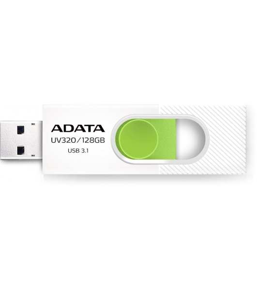 Флешка USB ADATA UV320 (AUV320-128G-RWHGN), 128Gb, USB 3.2 Gen1, R/W 100/30, белый/зеленый