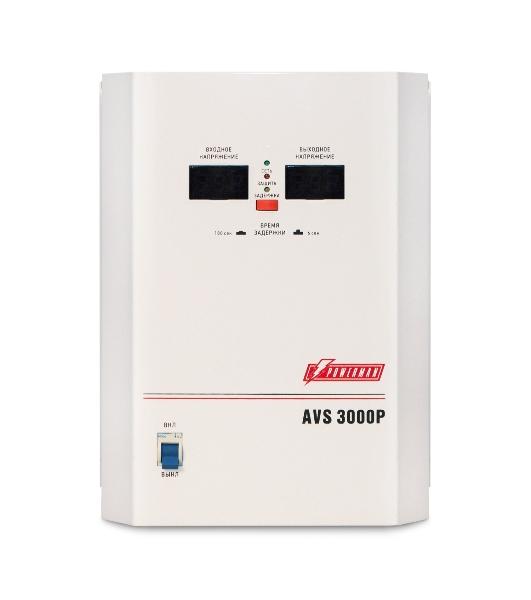 Стабилизатор напряжения Powerman AVS-P Voltage Regulator 3000VA, Digital Indication, Wall Mount, Hardwire Input/Output, 230V, 1 year warranty, White