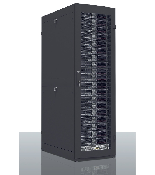 Шкаф серверный ПРОФ напольный 42U (600x1200) дверь перфорированная 2 шт., черный, в сборе, ШТК-СП-42.6.12-44АА-9005
