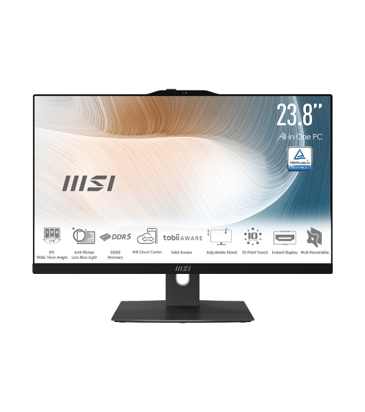 Моноблок/ MSI Modern AM242P 1M-1663XRU 23.8'(1920x1080 (матовый) IPS)/Intel Core 5 120U(1.4Ghz)/16384Mb/2000+256PCISSDGb/noDVD/Int:Intel® Graphics/Cam/BT/WiFi/war 1y/4.65kg/Black/noOS + Wireless KB+M
