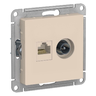 Механизм розетки 2-м AtlasDesign комп. RJ45 кат.5E+TV беж. SchE ATN000289