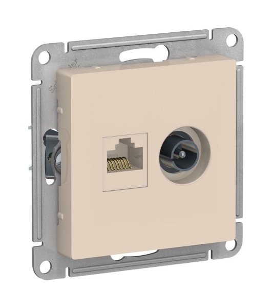 Механизм розетки 2-м AtlasDesign комп. RJ45 кат.5E+TV беж. SchE ATN000289