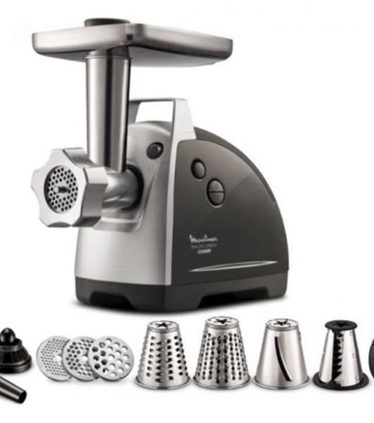 Мясорубка электрическая Moulinex ME688832 черный, 2200 Вт, 4.5 кг/мин, реверс, насадки - 6