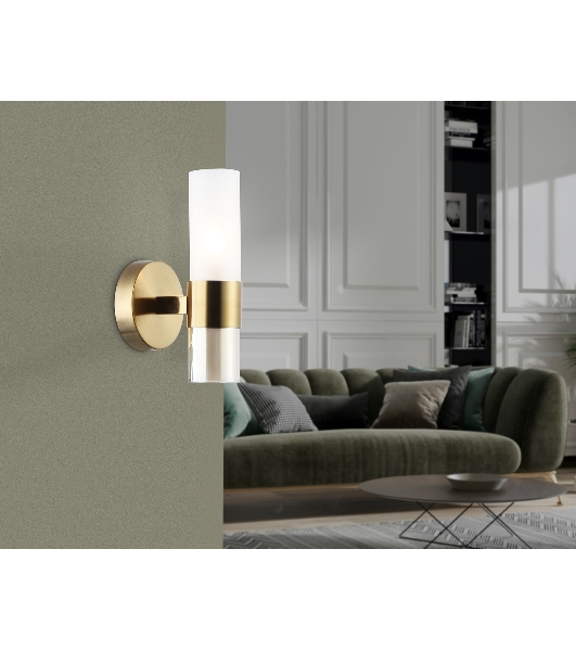 Настенный светильник Ambrella light LH55116 BS/FR/TI латунь/белый матовый/янтарь E14 max 40W 130*100*225