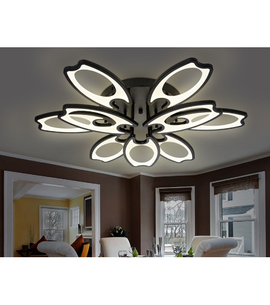 Потолочный светодиодный светильник FA581/6+3 BK черный 162W 700*640*120 (ПДУ РАДИО 2.4G)