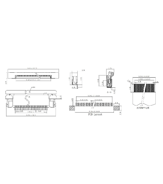 Разъем FPC Half Coverage Top Contact 1.0K-BS-6PWB 6 pin высота 2мм шаг 1мм