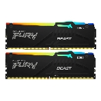 Оперативная память Kingston Fury Beast, DDR5, 32Gb (2x16Gb), 6000MHz, CL36, DIMM, с радиаторами, RGB, черный, фото 1