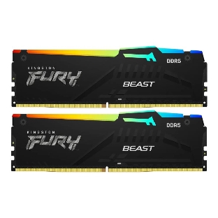 Оперативная память Kingston Fury Beast, DDR5, 32Gb (2x16Gb), 6000MHz, CL36, DIMM, с радиаторами, RGB, черный
