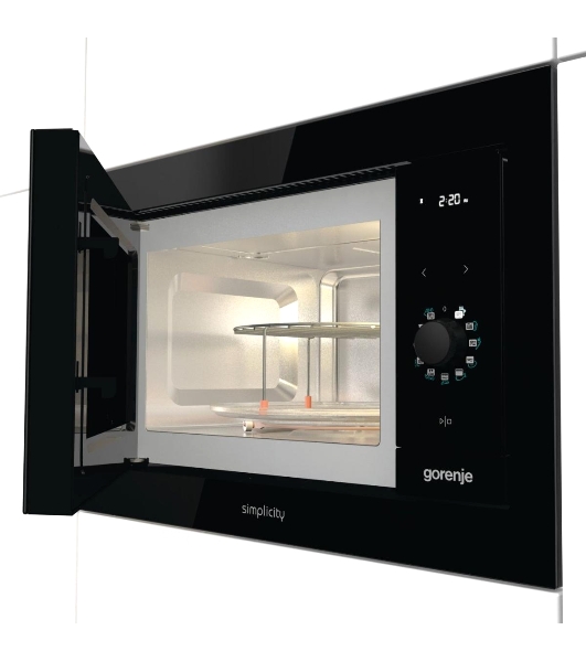 Встраиваемая микроволновая печь GORENJE BM235G1SYB черный 23 л, 900 Вт, переключатели - поворотный механизм/сенсор